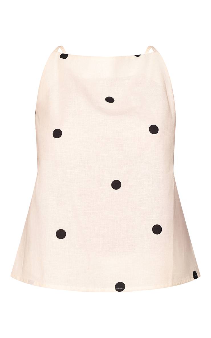 Black Polkadot Top Caraco À Pois En Lin Avec Détail Dos À Bretelles