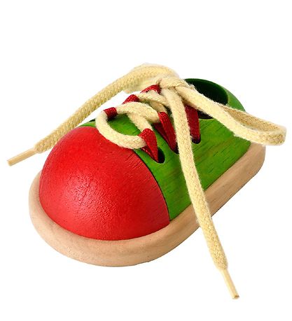 PlanToys Schuhe m. Schnürsenkel - Grün/Rot