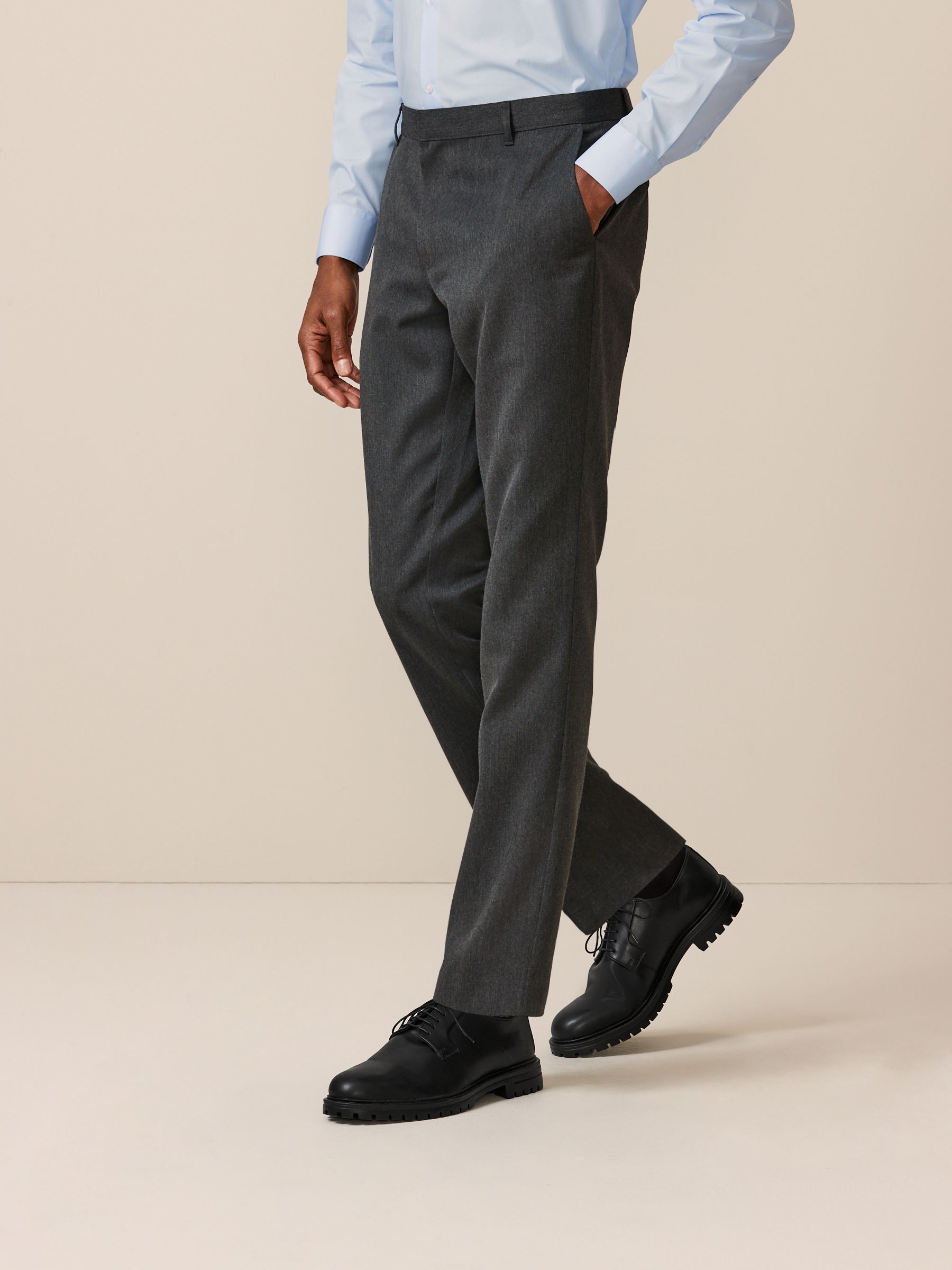 Grijs - Slim Fit - Modieuze broek zonder plooien