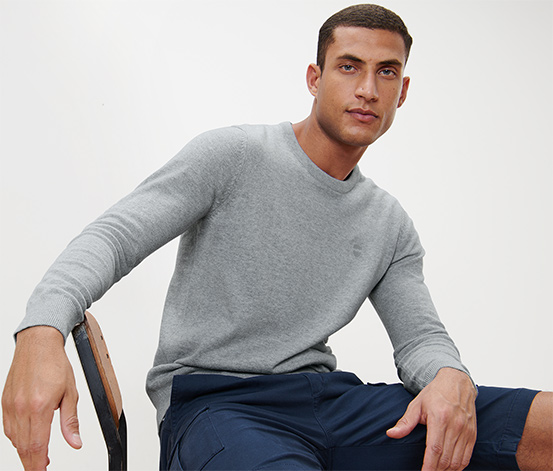 Pullover mit Rundhalsausschnitt, grau