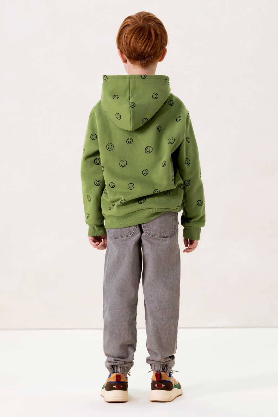 Groene hoodie met smiley print