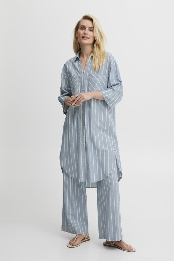 PULZ Jeans PZMATHILDA Long Shirt Kentucky blue striped