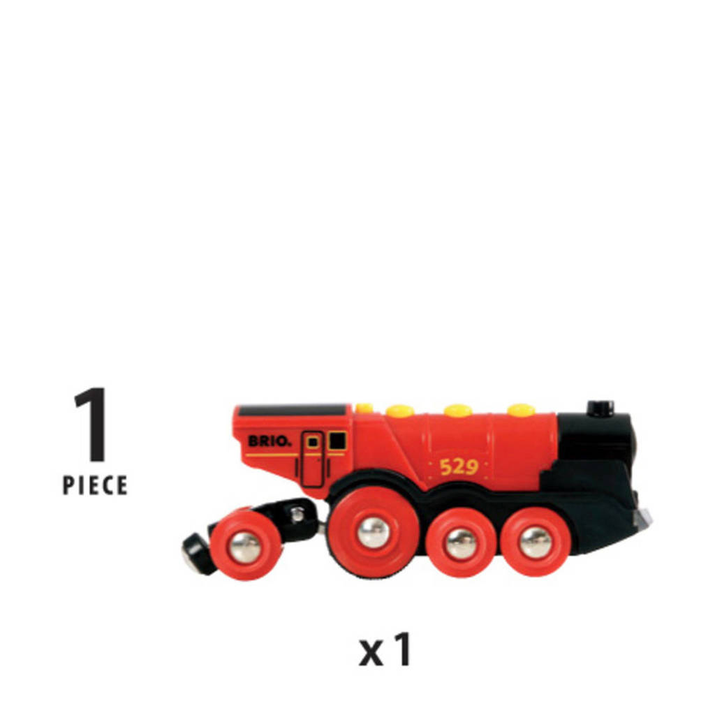 houten Rode locomotief op batterijen - 33592