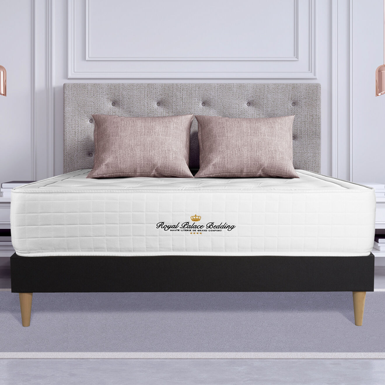 Royal Palace Bedding Ensemble matelas à mémoire de forme & sommier Buckingham noir - 90x200 cm