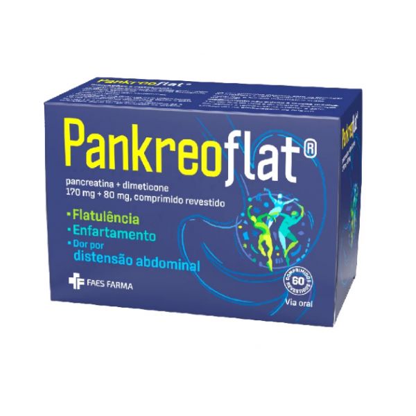Pankreoflat 170mg   80mg 60 Comprimidos Revestidos