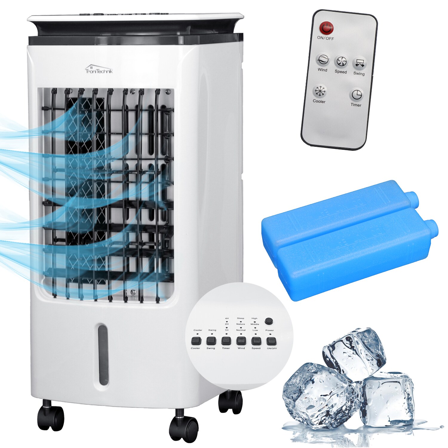 TroniTechnik® Mobiles Klimagerät 3in1 Klimaanlage Luftkühler LK02 Ventilator, inkl. Fernbedienung, Filter, 3in1 Air Cooler