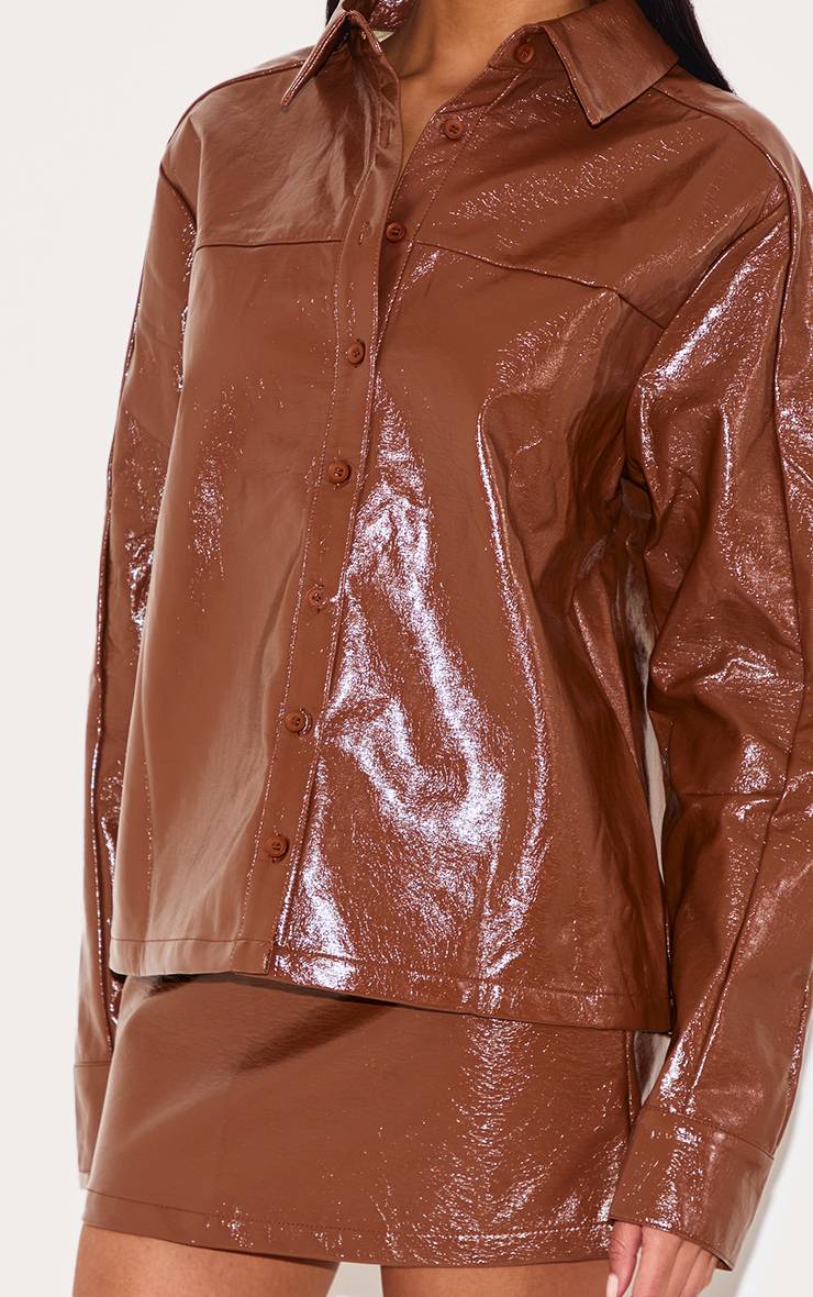 Chocolat Chemise Oversize En Synthétiquecuir