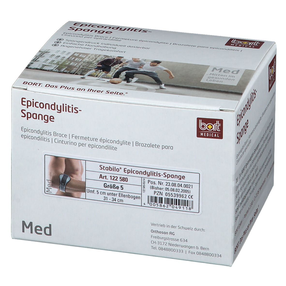 BORT Stabilo® Epicondylitis-Spange mit ulnarer Entlastung Gr. 5 grau