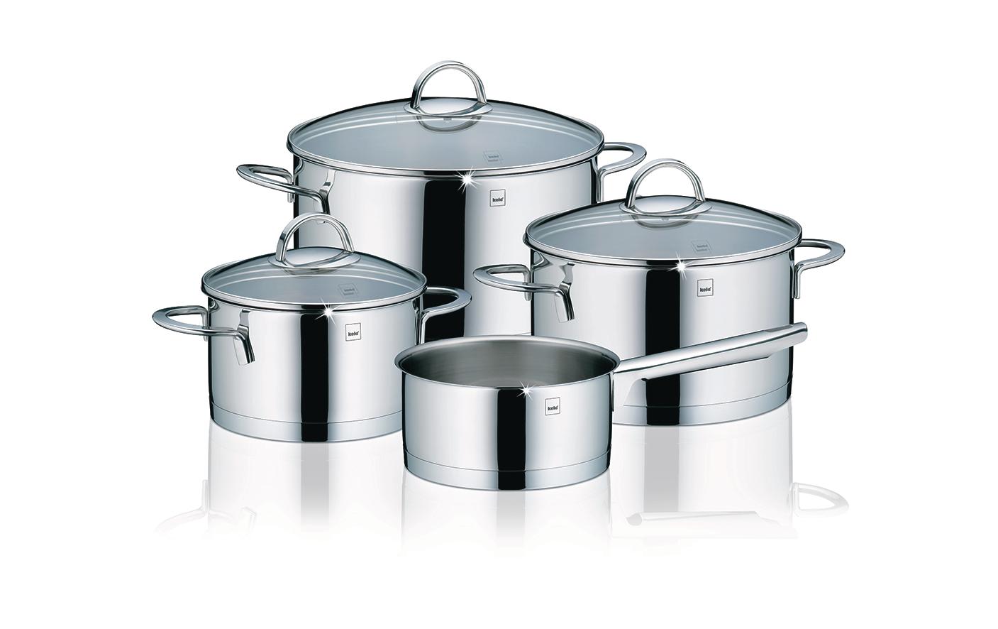 Kochtopf-Set Cailin 4-teilig<br>Topfset mit vier Pfannen und drei Glasdeckeln