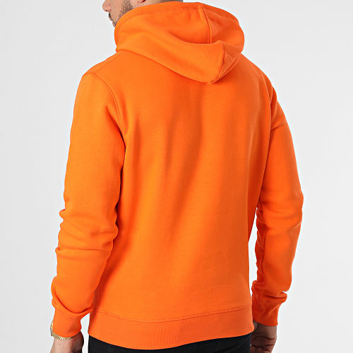 Sweat Capuche Logo Orange Blanc