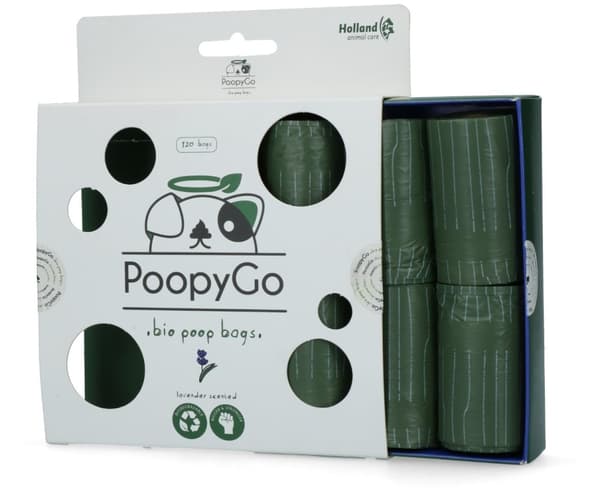 PoopyGo Miljøvennlig 120 stk (8x15 poser) Lavendelduftende