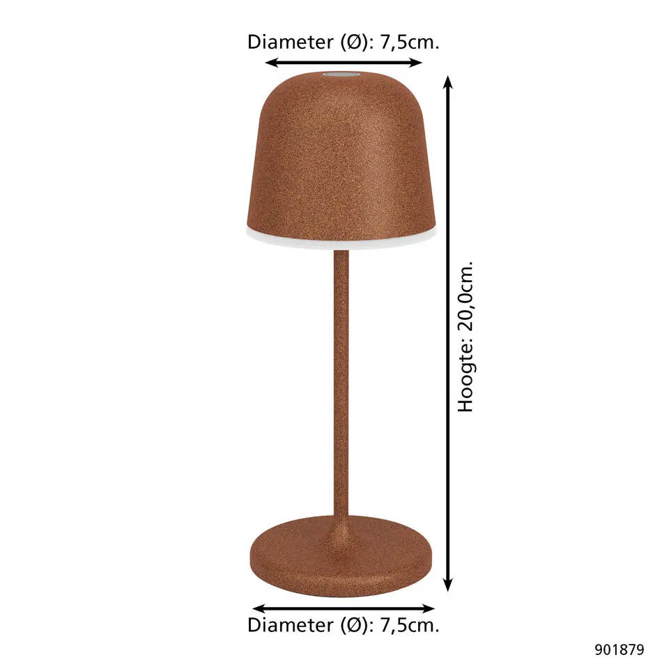 EGLO Mannera-S Tafellamp/Priklamp - USB-C - H 20 cm - Roestbruin