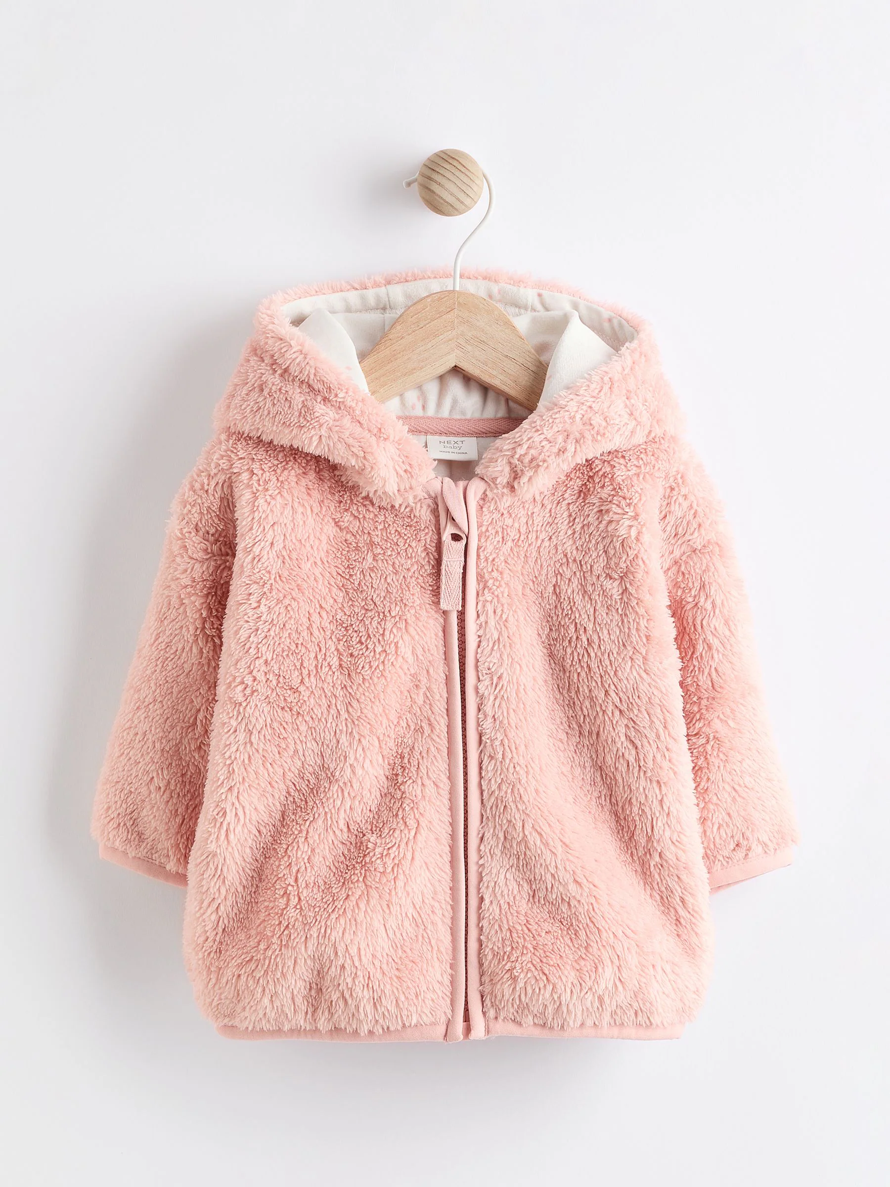 Roze - Fleece babyjack met capuchon (0mnd-2jr)