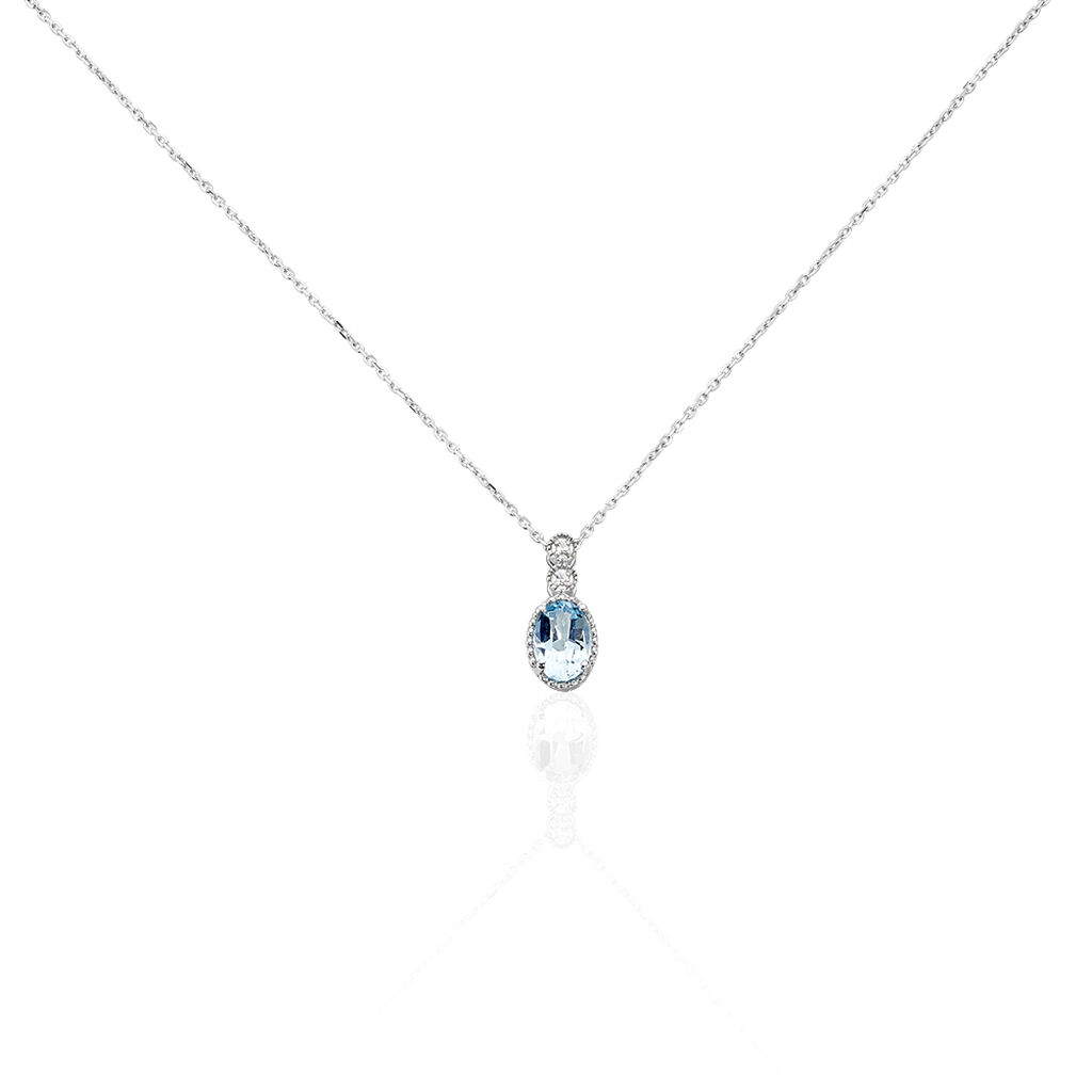 Collier Cyprille Or Blanc Topaze Et Oxyde De Zirconium