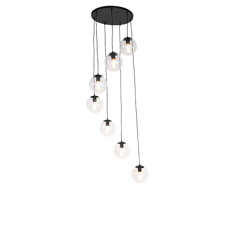 Art deco hanglamp zwart 7-lichts - Pallon