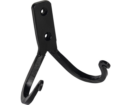 Jashaken, 2 haken, ijzer, matzwart, 97x89x51 mm