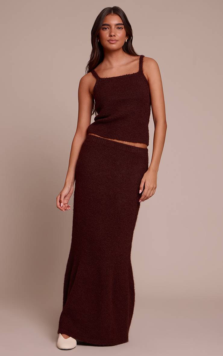 Marron Jupe Longue En Maille