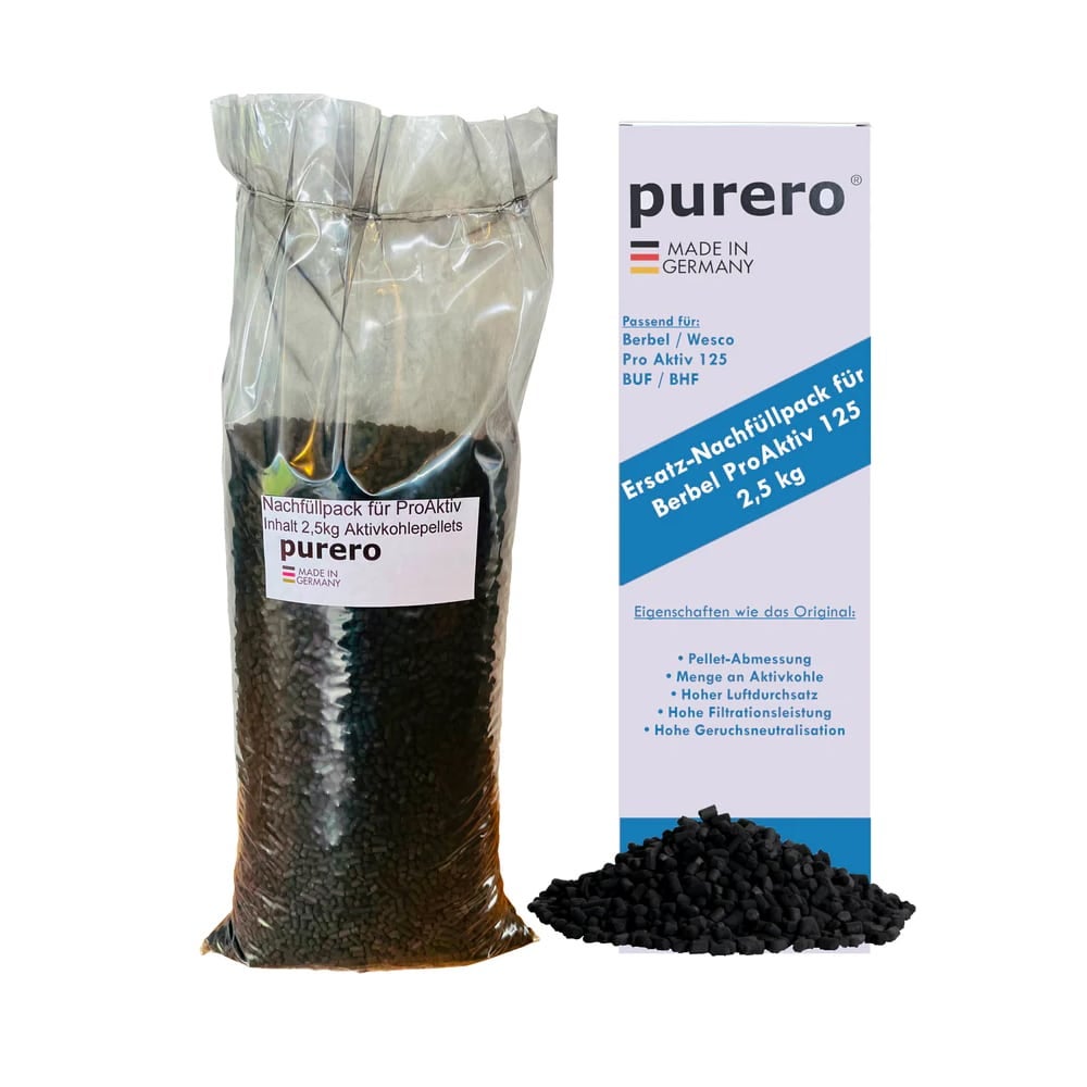 Navulverpakking voor Berbel actieve kool afzuigkap Pro Aktiv 125, 2,5 kg