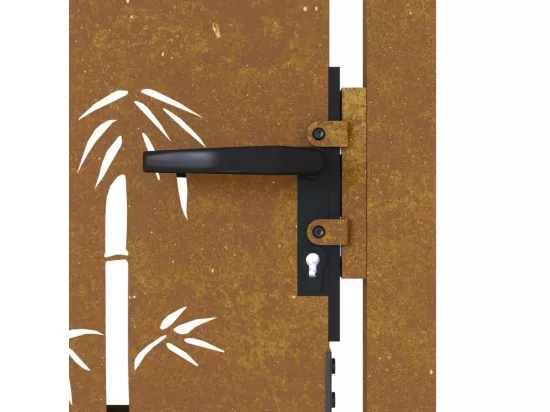 Portail de jardin 105x130 cm acier corten design de bambou