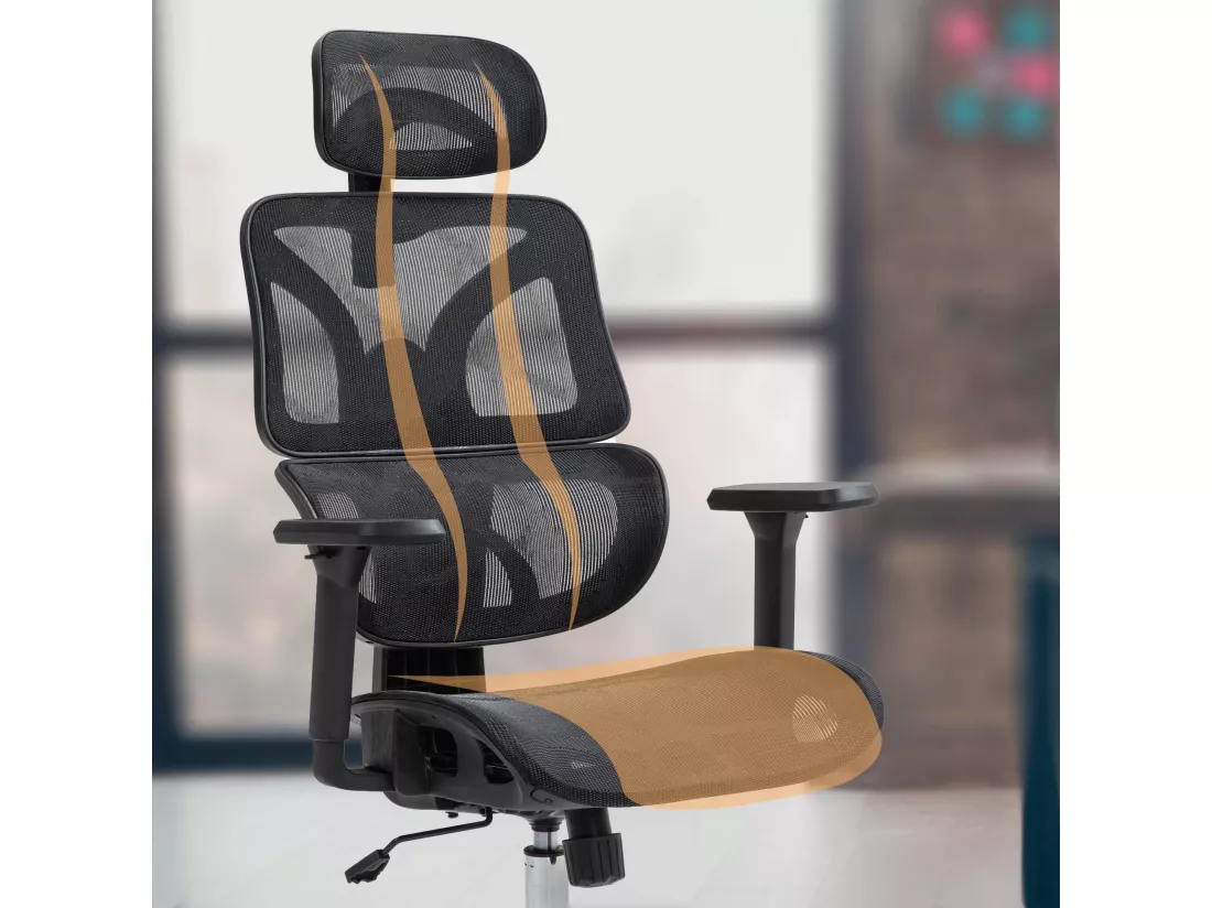 Chaise de bureau - Tissu en maille & Plastique - Noir - Deshler
