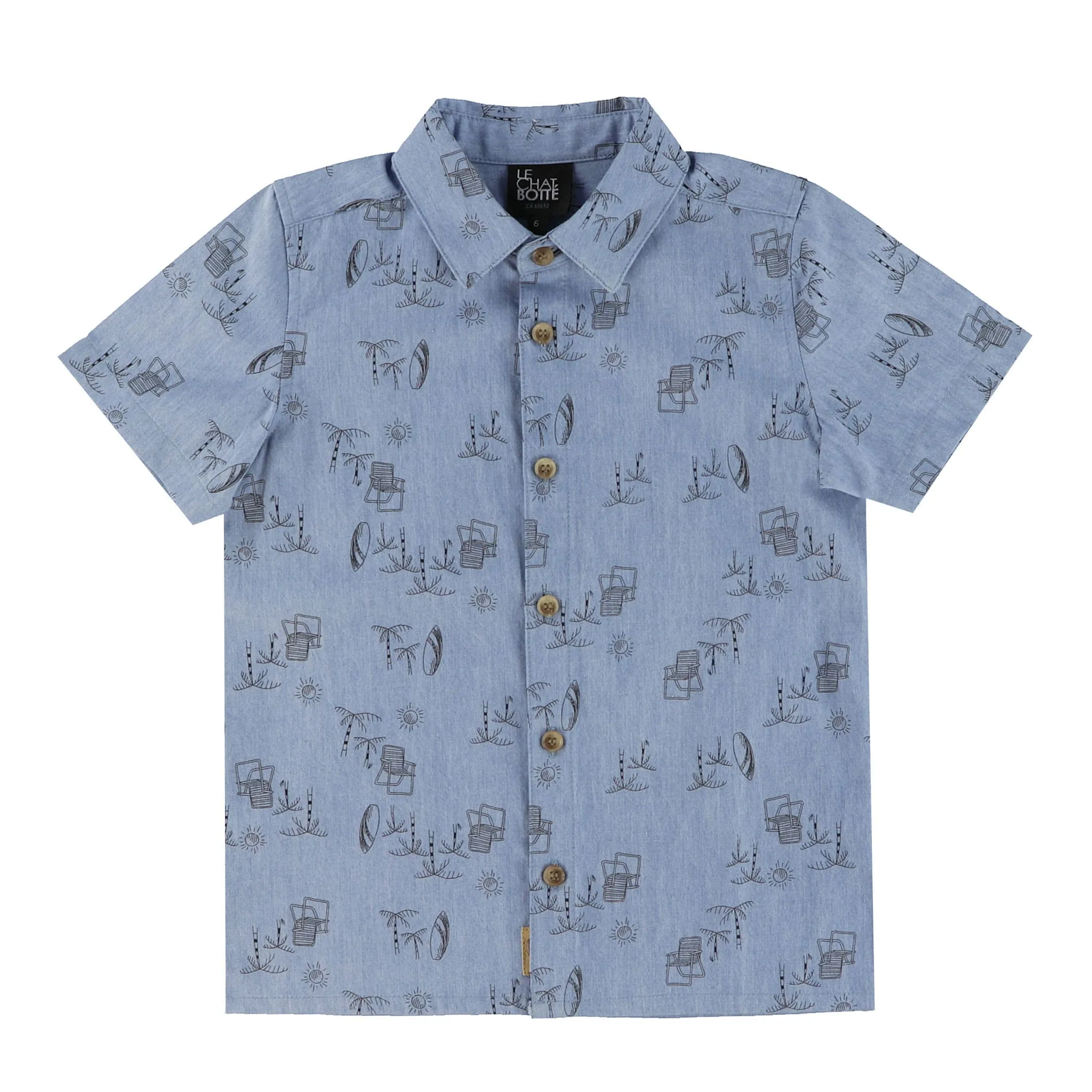 Chat Botté Chemise Imprimé Tiki Vibe 2-8ans