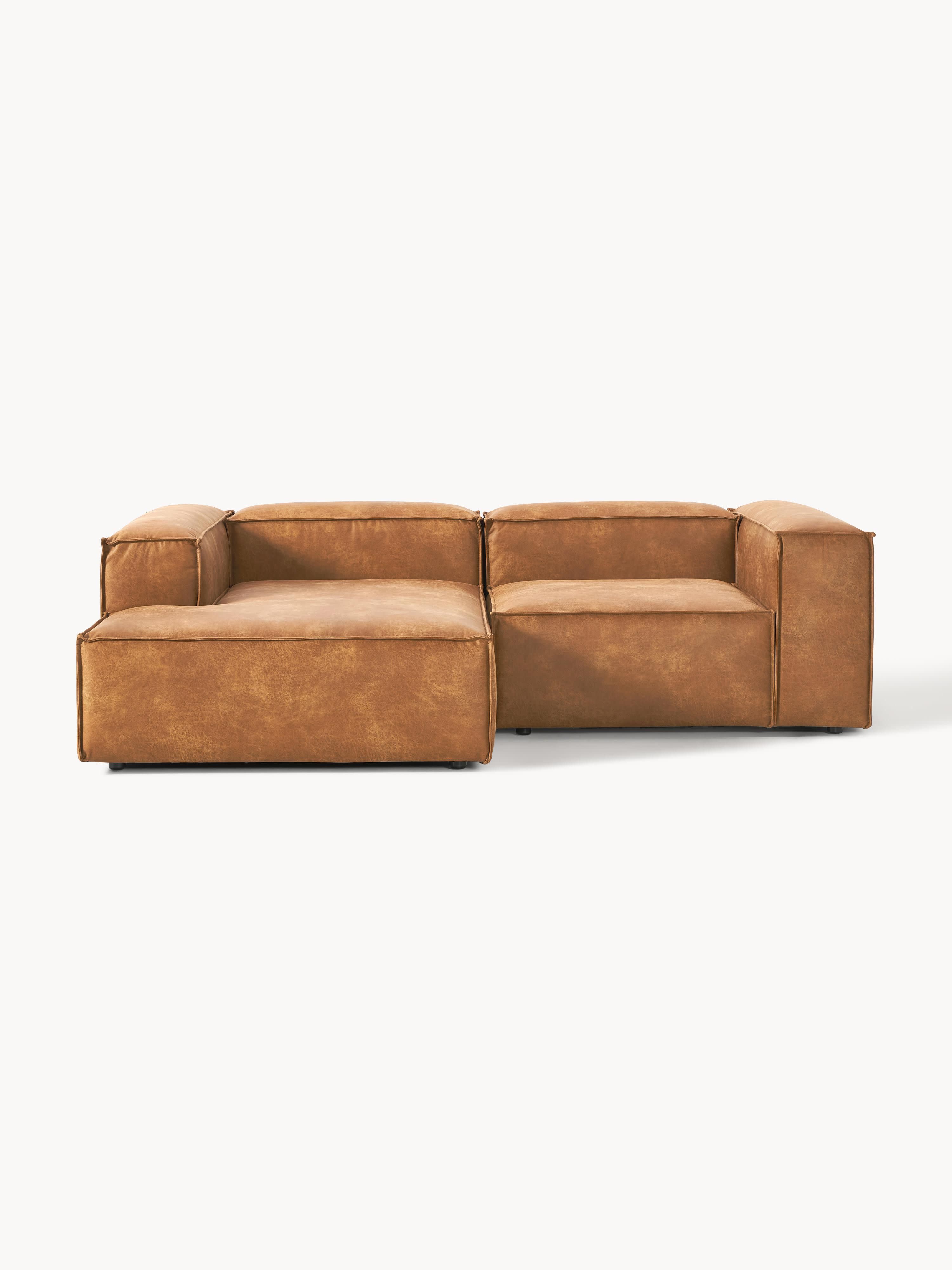 Modulaire hoekbank van gerecycled leer Lennon (2-zits)
