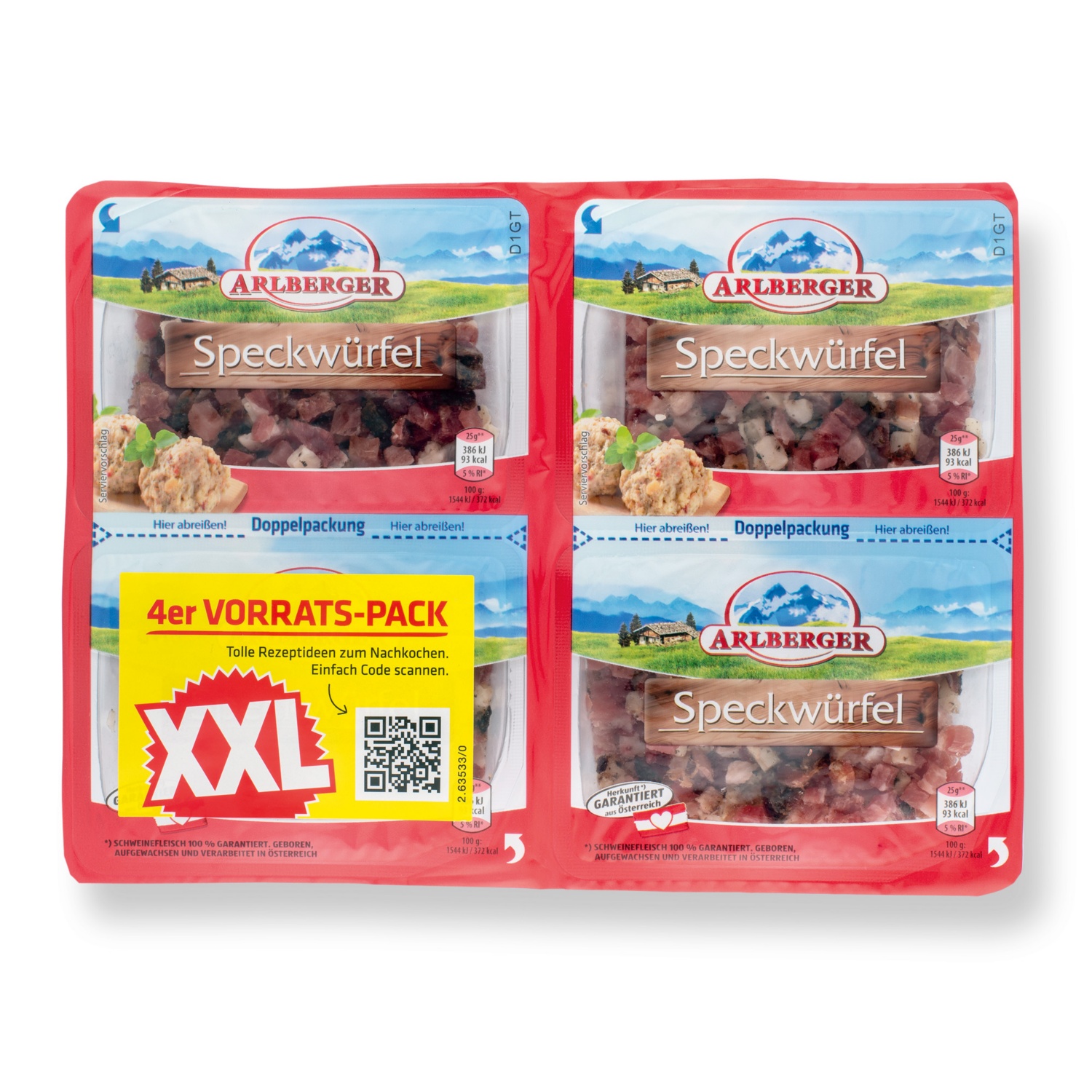 GENUSS 100% AUS ÖSTERREICH XXL Speckwürferl 4 x 100 g