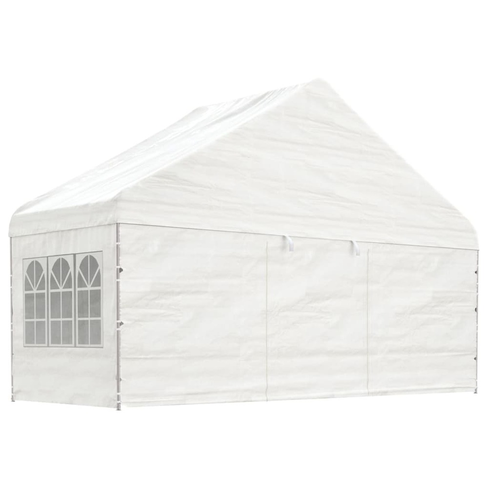 Belvédère avec toit blanc 6,69x5,88x3,75 m polyéthylène