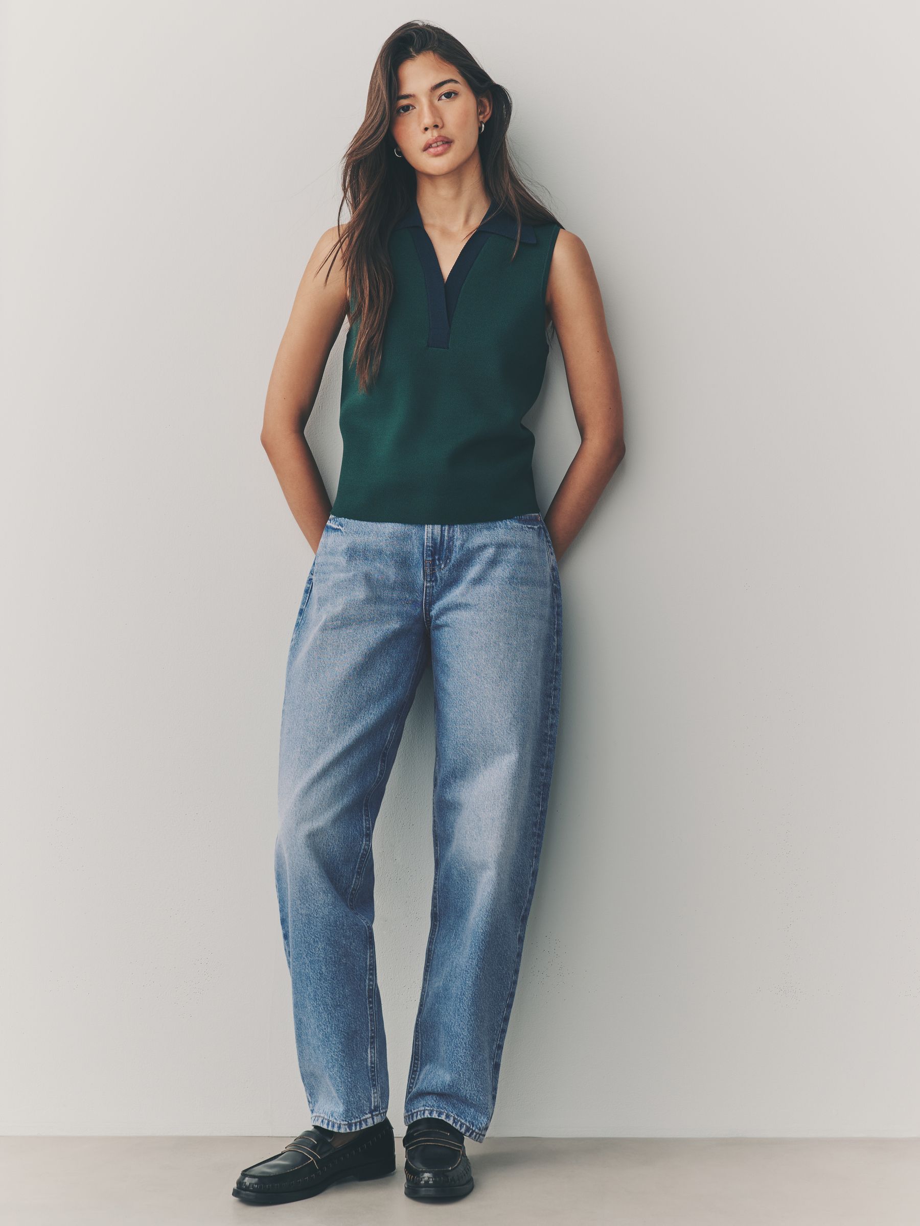 Normaal blauw - Jeans met ruime rechte pijpen