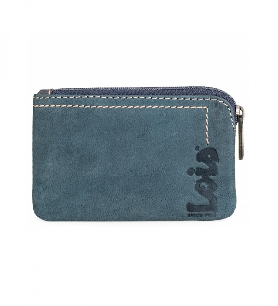 Carteira de couro Lois 201502 Azul - 11x7cm -