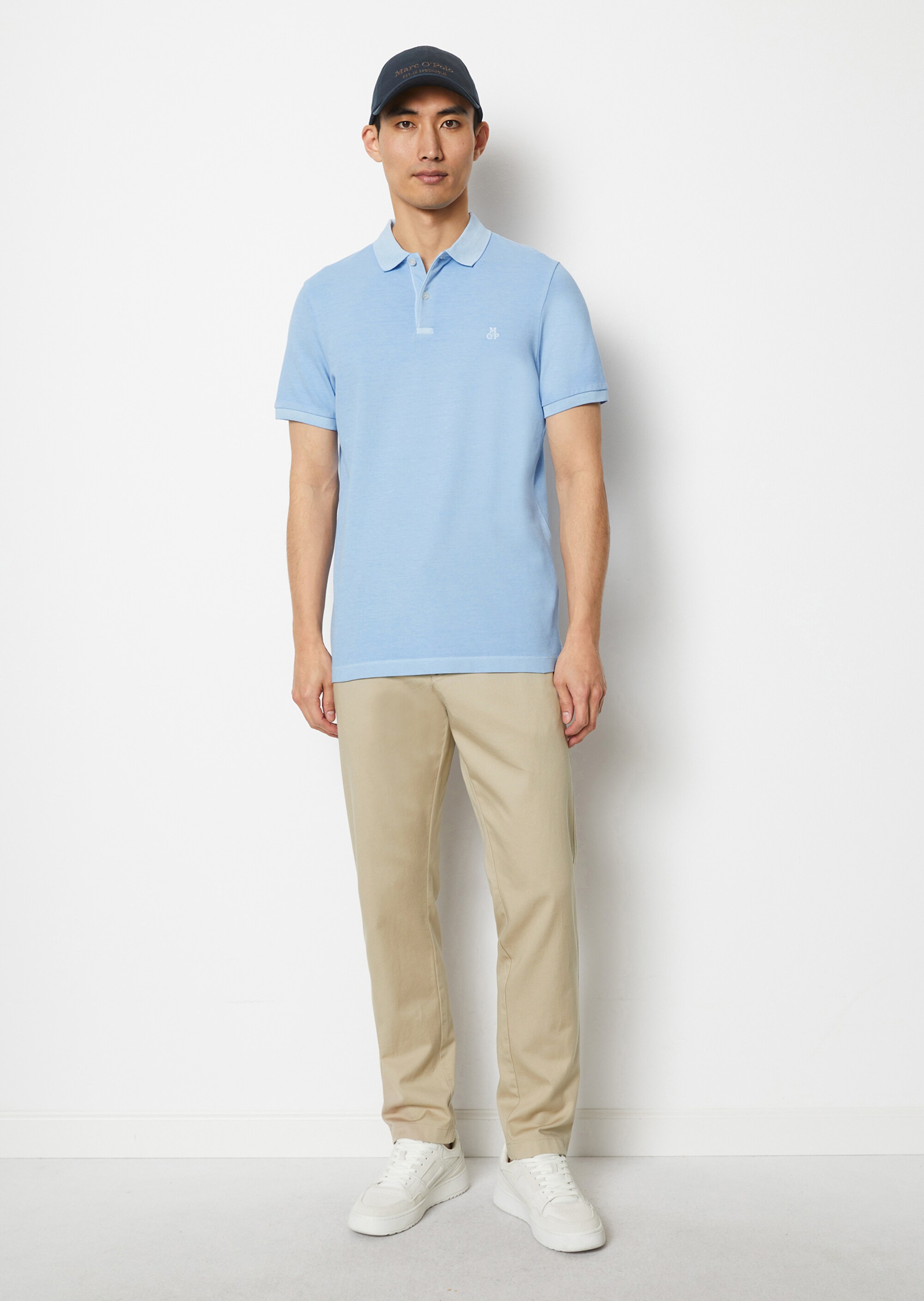 Kurzarm-Poloshirt Piqué shaped aus Organic Cotton-Stretch