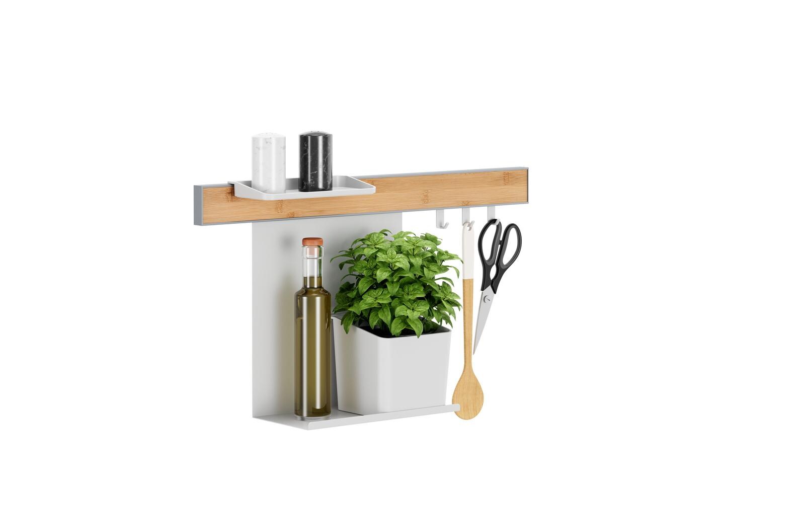 Kombi Set S WeissSelbstklebende Leiste mit Topf, Ablagen und Haken