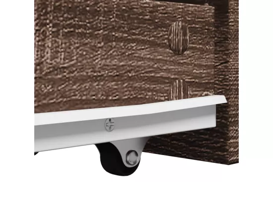 Armoire de salle de bain étroite avec roulettes chêne marron