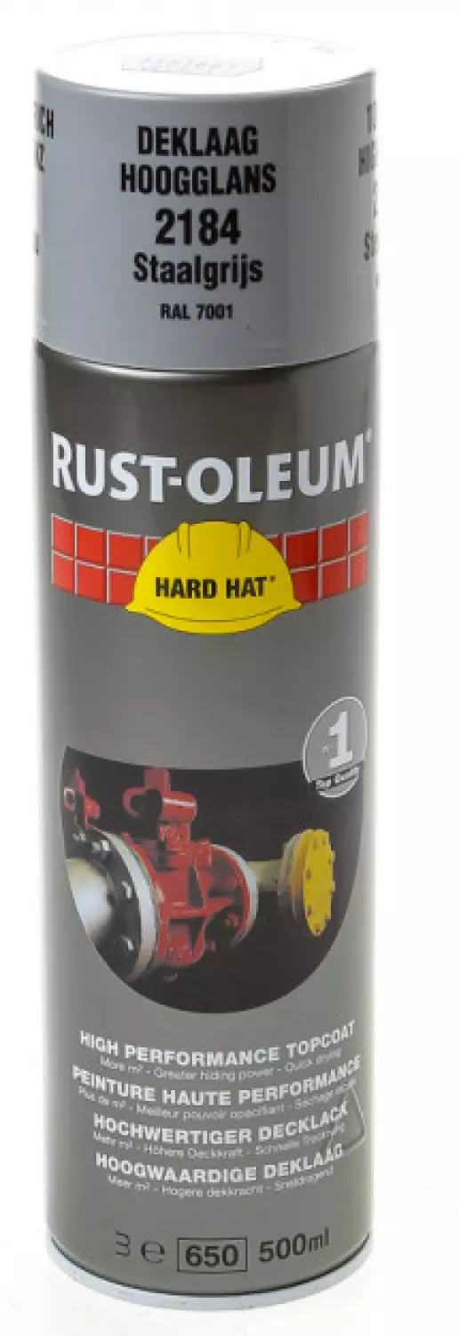 Rust-Oleum Hard Hat Topcoat Spray - zilvergrijs - 0,5L