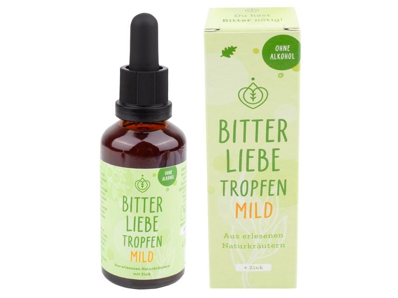 Bitterliebe Tropfen mild 50 ml 15 ausgewählte Naturkräuter mit natürlich enthaltenen Bitterstoffen plus Zink