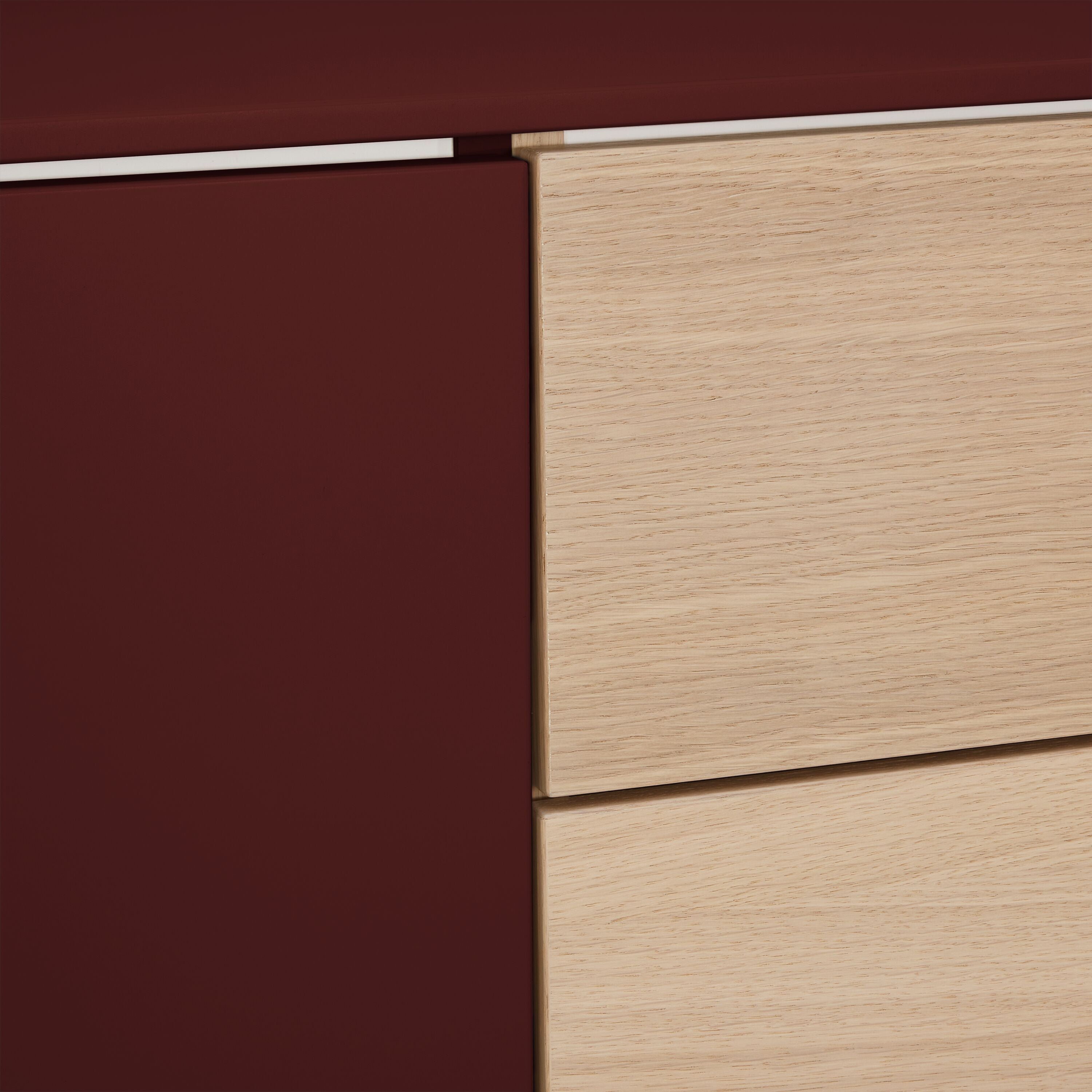 TILL Sideboard - Dunkelrot / B: 168.0 cm x T: 41.0 cm x H: 77.0 cm