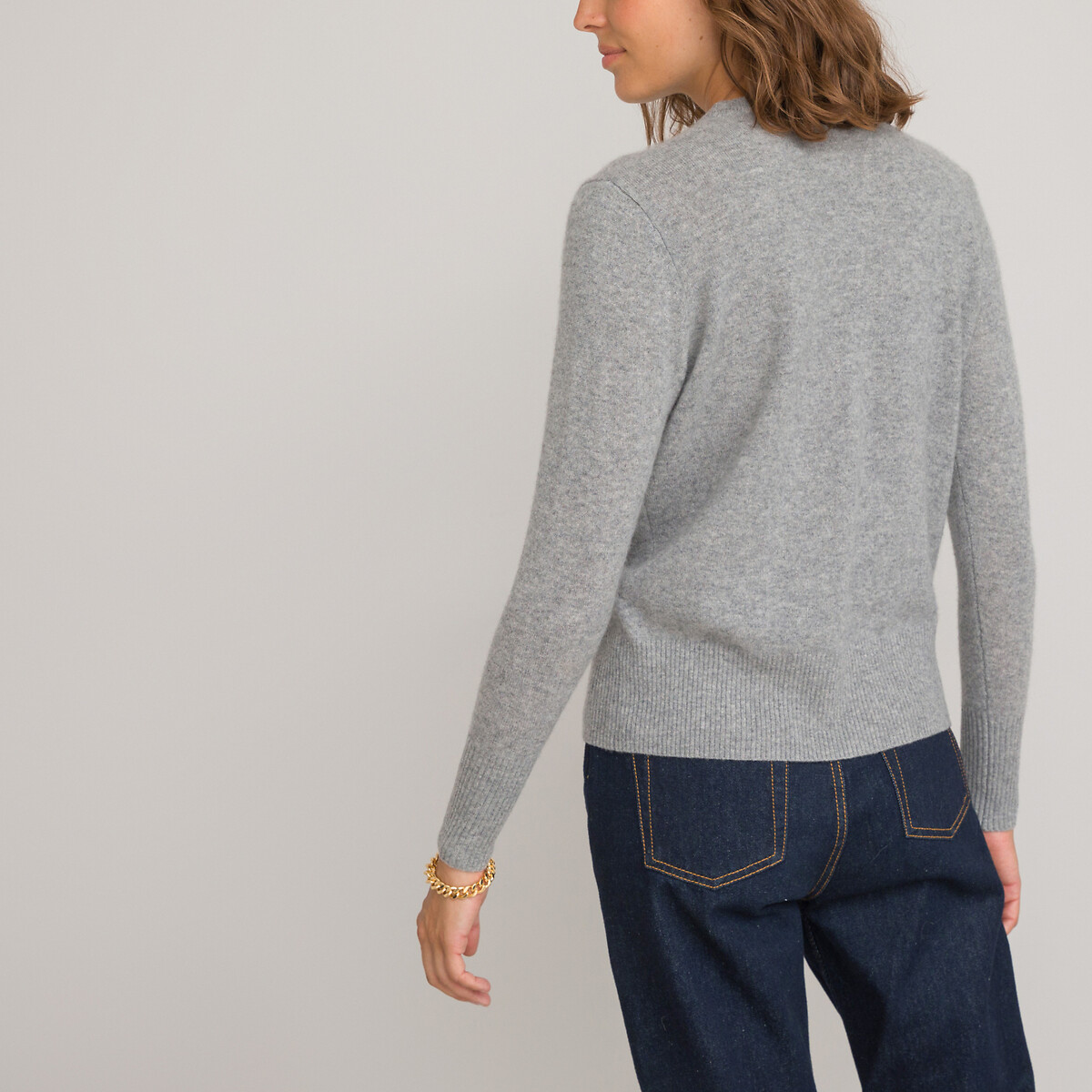 COLEÇÕES LA REDOUTE<br>Suéter de gola redonda em malha fina de cashmere
