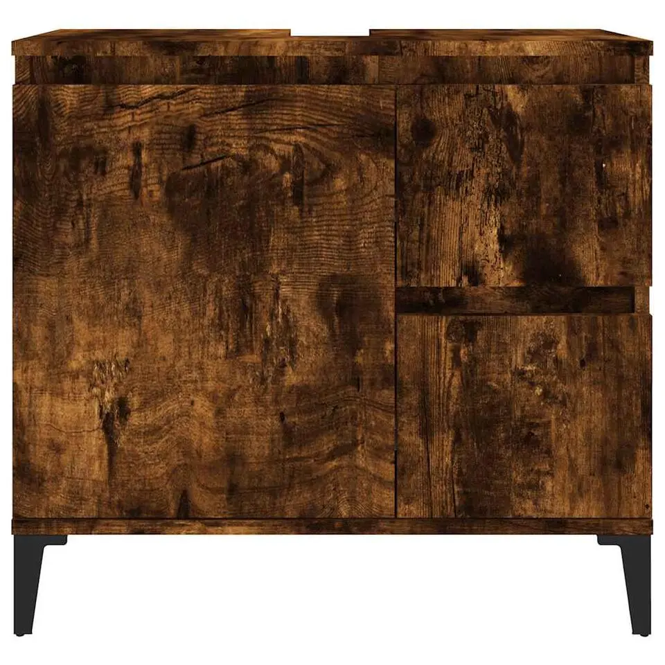 vidaXL - Gerookt eiken Wastafelonderkast - 1 deur 2 lades - Hout - 65x33x60 cm