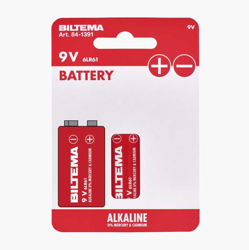 9 V / 6LR61 alkalisk batteri