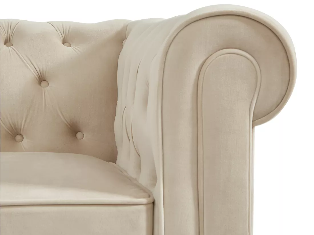 Canapé 3 places en velours beige CHESTERFIELD