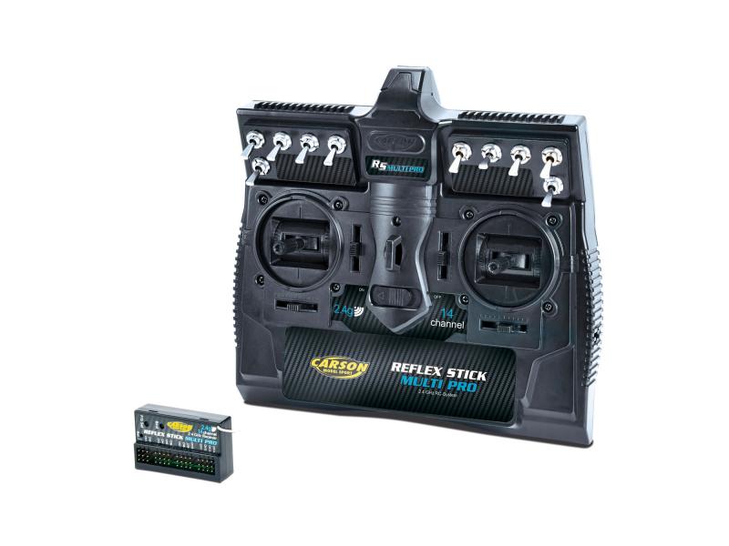 Carson Fernsteuerung Reflex Stick Multi Pro 14-Kanal mit Em 14-Kanal RC-Anlage für Funktionsmodelle und Lastwagen
