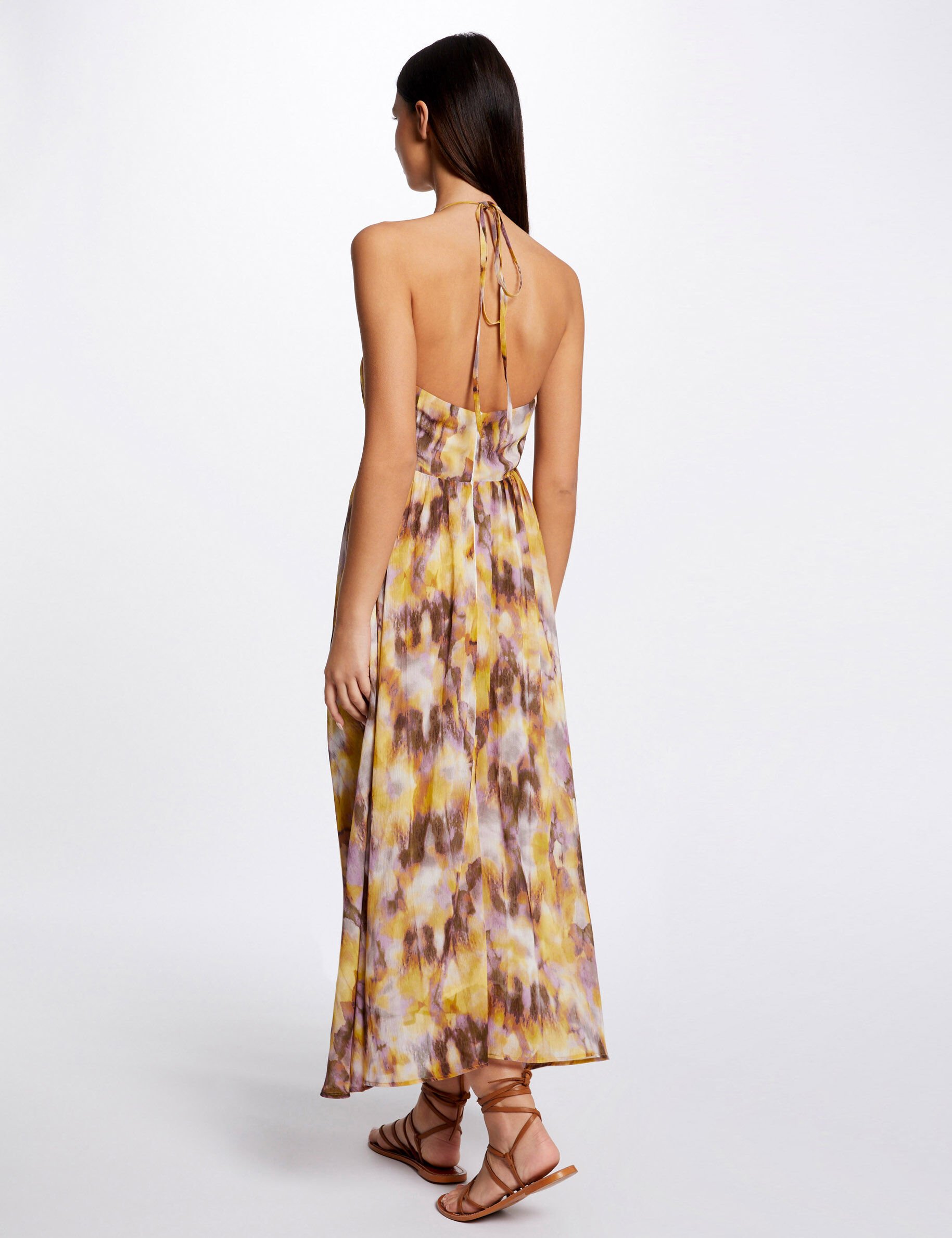 Robe longue évasée imprimé abstrait multico femme - multico