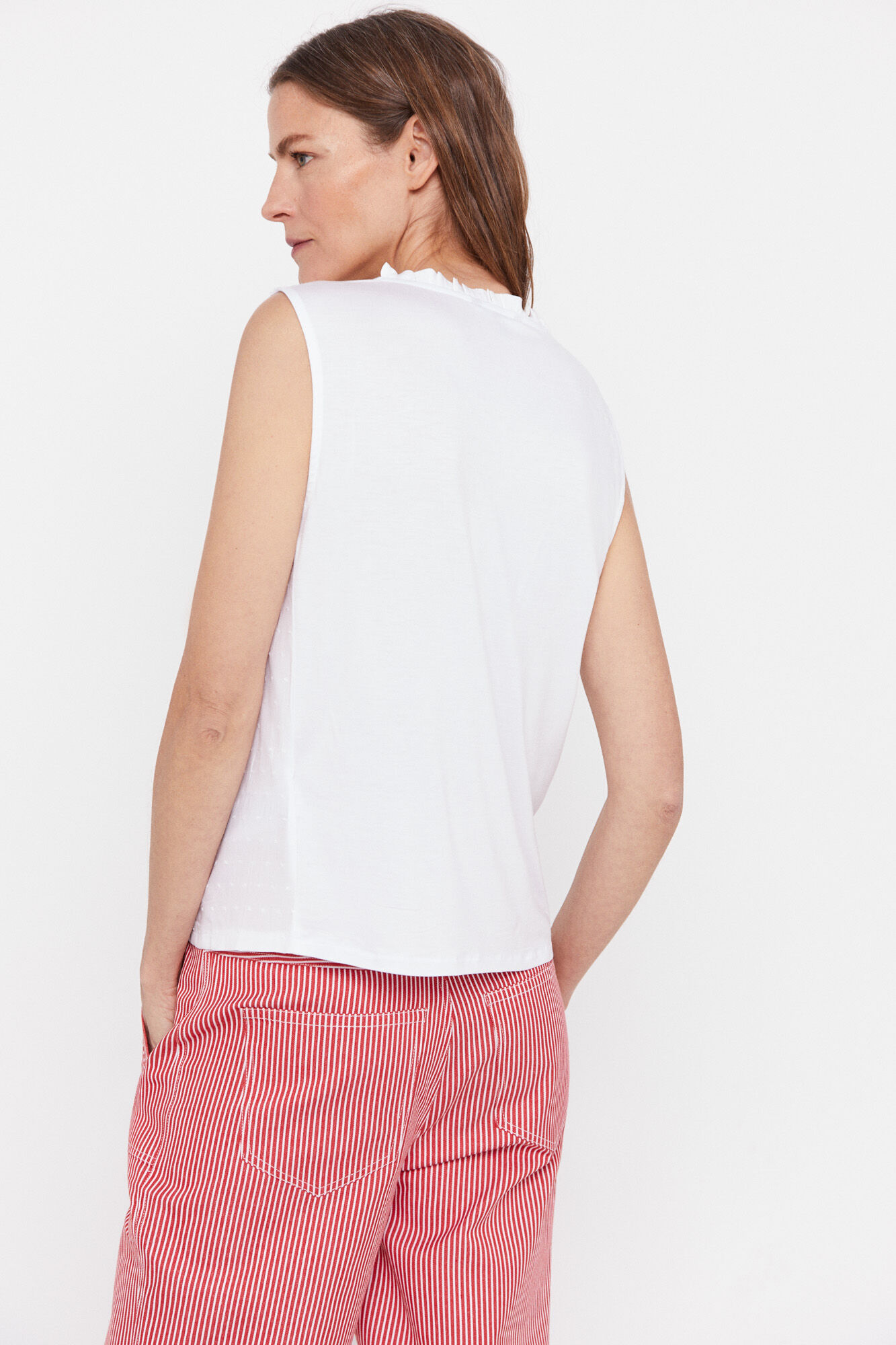 Top franzido combinado - Branco