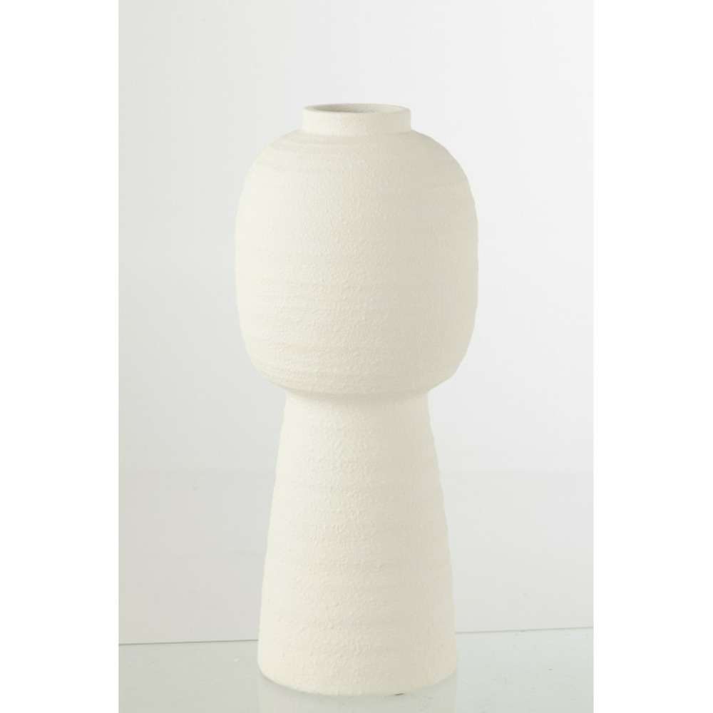 Vase lanterne en céramique blanc 21.5x21.5x50 cm
