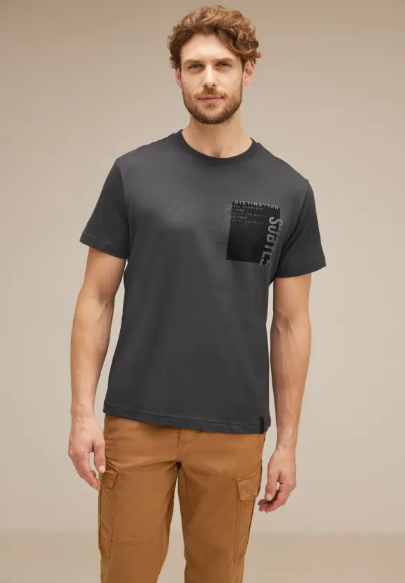 T-Shirt mit Brustprint - dark iron grey