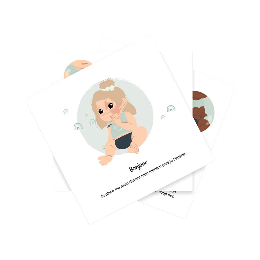 7 cartes Bébé signe 
