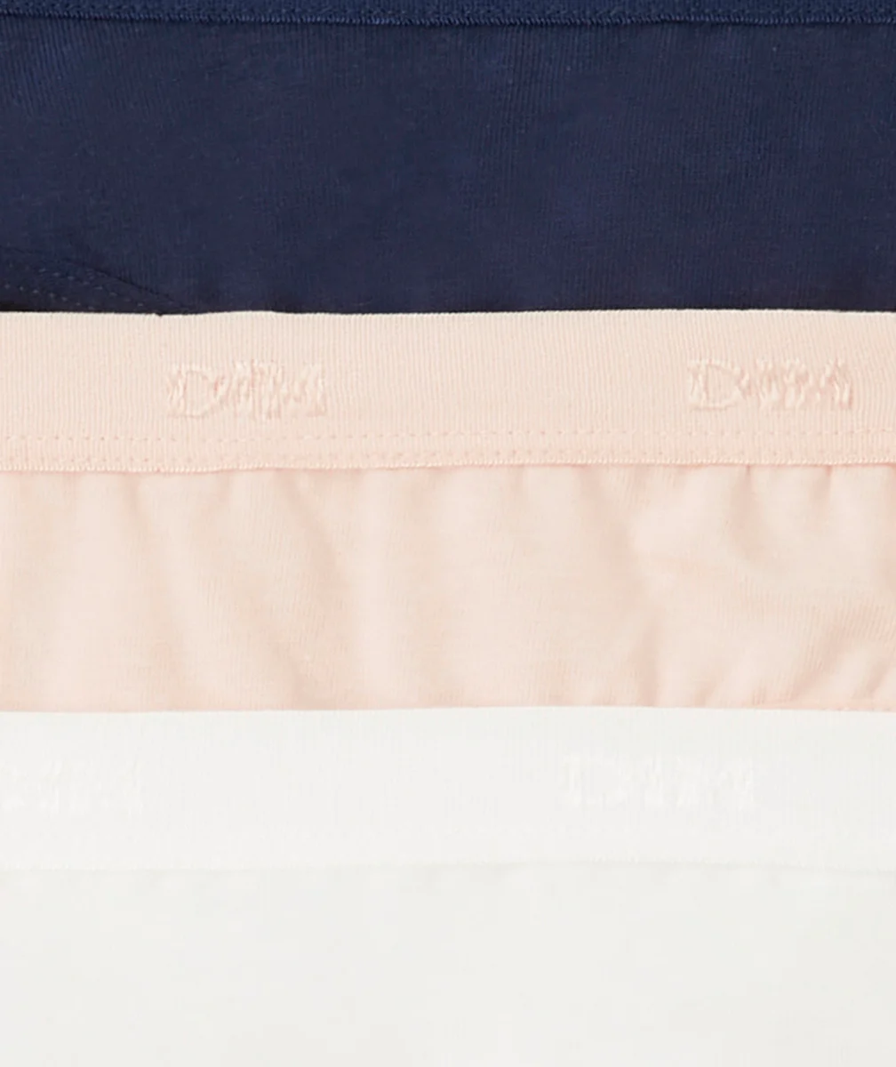 DIMLOT DE 3 CULOTTES LES POCKETS BLANCHE MARINE ET ROSE