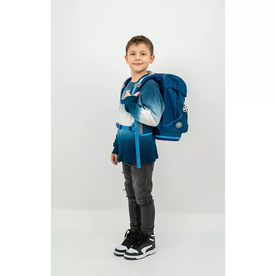 Belmil Schulranzen Motion Schulranzen Set 6-teilig mit Brustgurt, Hüftgurt Blue Motion