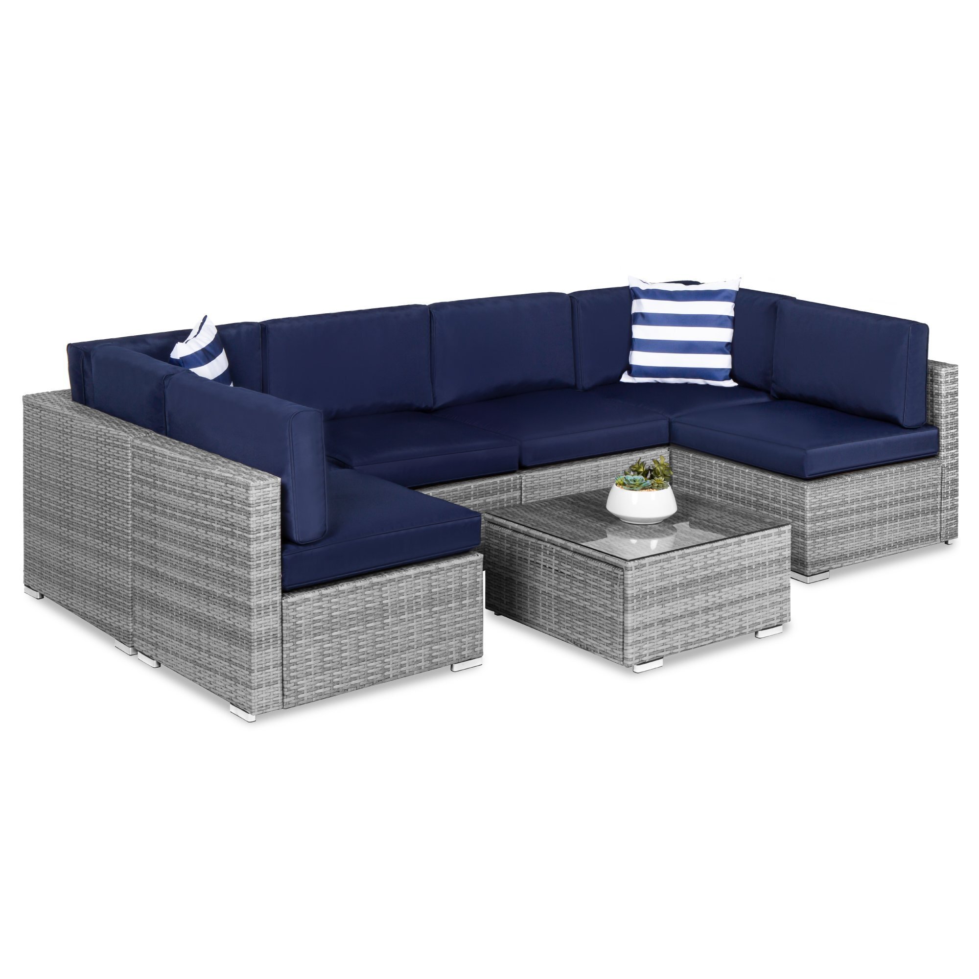 Best Choice Products 7-Piece Modular Outdoor Conversational Furniture Set, Wicker Sectional Sofas