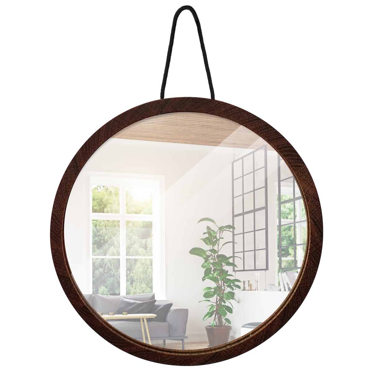 Home>it® speil med treramme Ø20,5 cm eik røkt